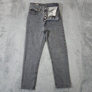 Levis 501 Button Fly Jeans Womens Size 27 Premium Black Wash Denim Big E Casual
